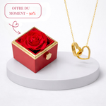 Coffret rose éternelle avec collier gravé